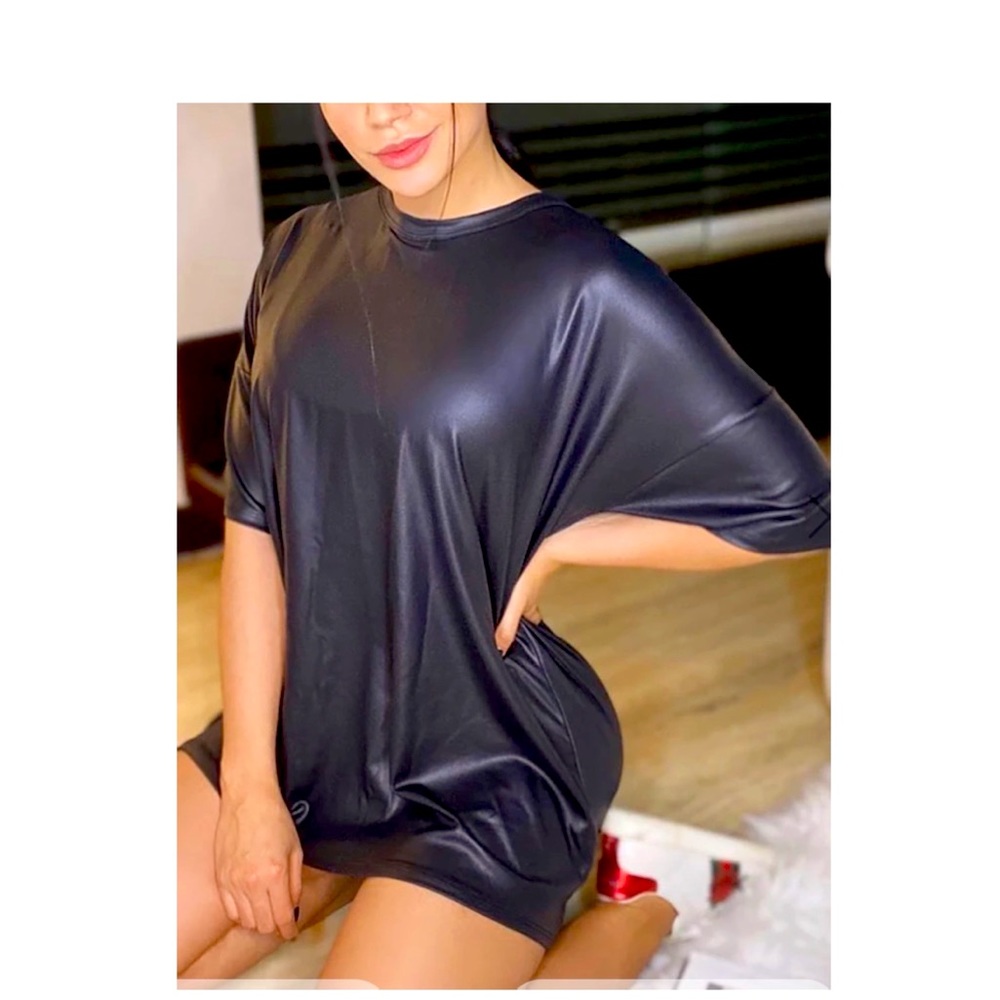 PU Leather Tee Dress